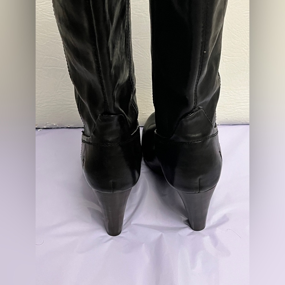 Frye Miranda Black Knee-High Genuine Leather Pull On Boots sz 7 - Picture 6 of 10